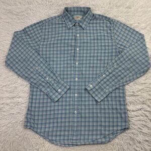 Faherty Shirt Mens Medium Blue Plaid 100% Cotton Button Up Pocket Long Sleeve M